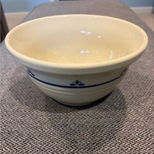 Vintage 1990’s Friendship Pottery From Roseville Ohio Large Blue Floral Bowl